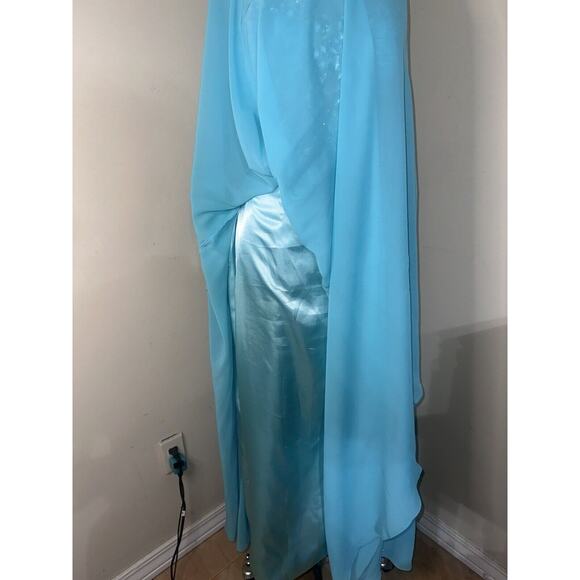 Deb Dressss Prom Formal Blue Rhinestone Hand Beaded Chiffon Dress Gown Sz 4 - Picture 10 of 16